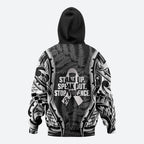 White Ribbon Day New Zealand Zip Hoodie Respect Women Maori Pattern Black