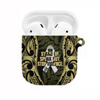 White Ribbon Day New Zealand AirPods Case Respect Women Maori Pattern Yellow