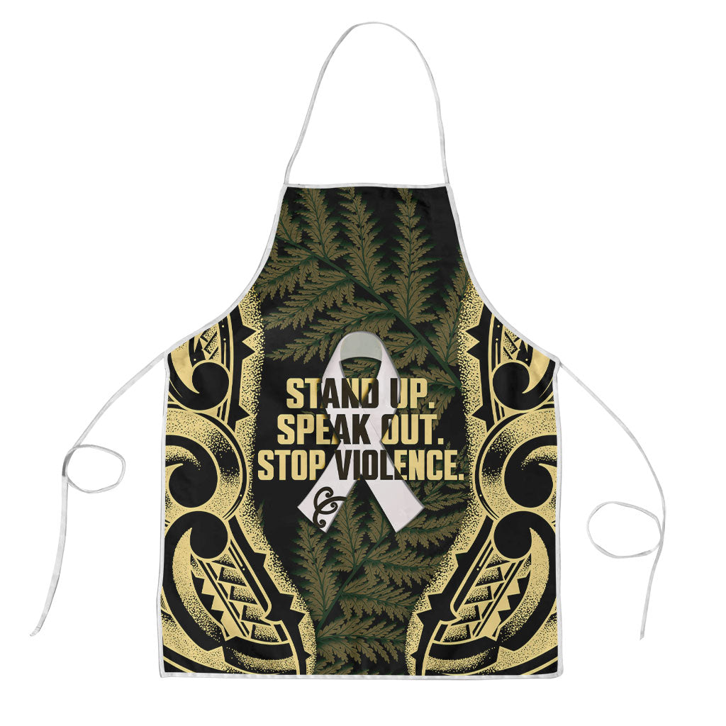 White Ribbon Day New Zealand Apron Respect Women Maori Pattern Yellow