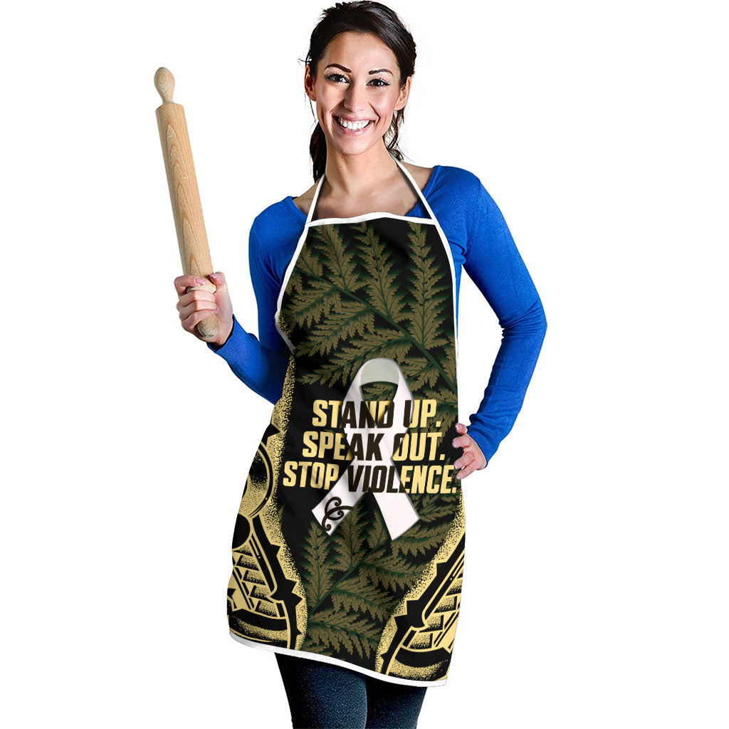 White Ribbon Day New Zealand Apron Respect Women Maori Pattern Yellow