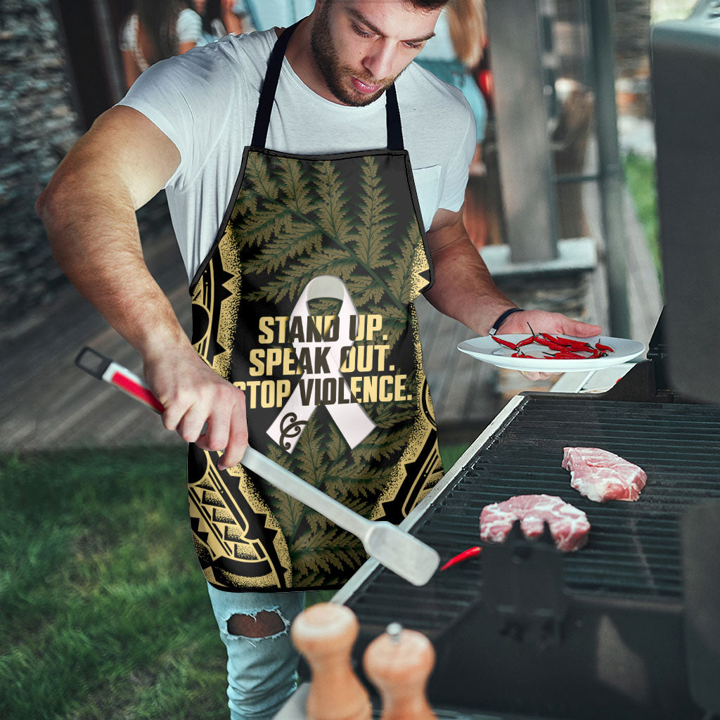 White Ribbon Day New Zealand Apron Respect Women Maori Pattern Yellow