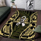 White Ribbon Day New Zealand Area Rug Respect Women Maori Pattern Yellow