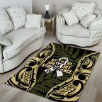 White Ribbon Day New Zealand Area Rug Respect Women Maori Pattern Yellow