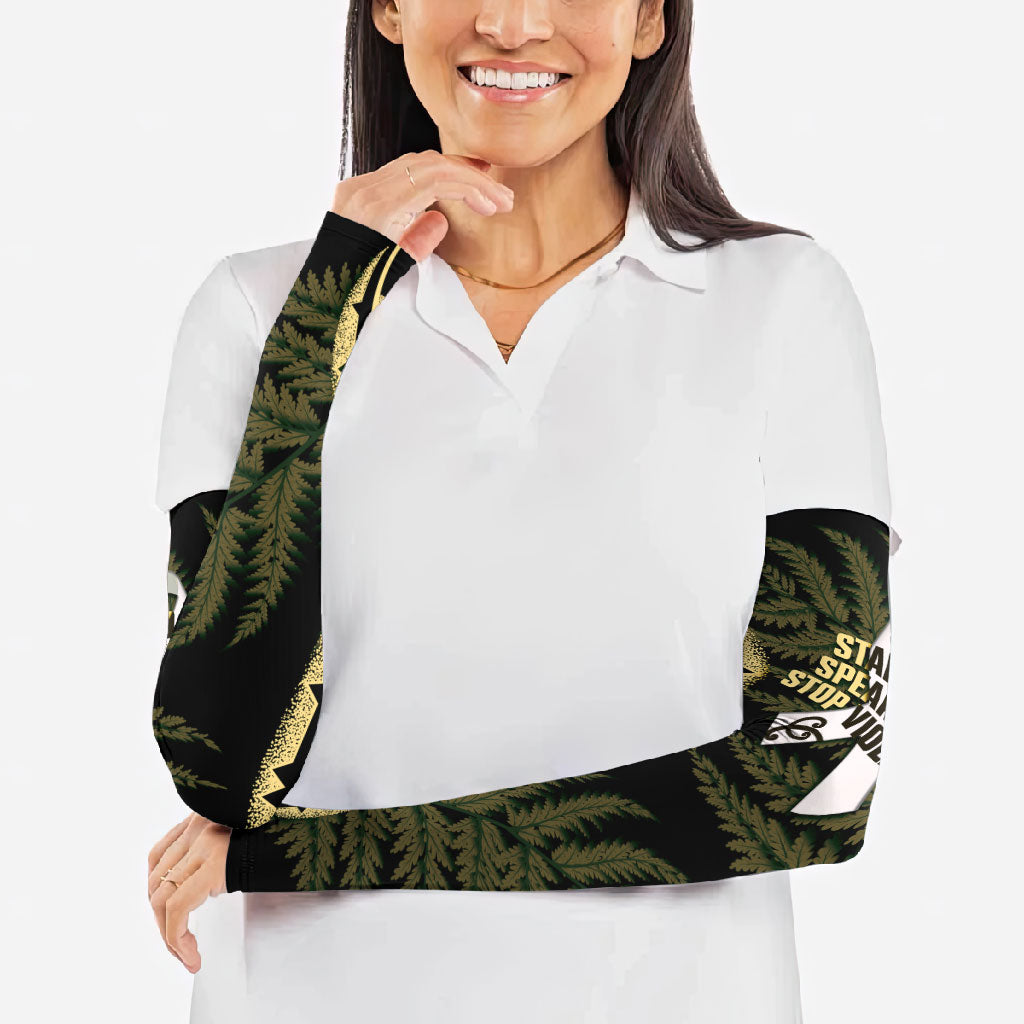 White Ribbon Day New Zealand Arm Sleeves Respect Women Maori Pattern Yellow