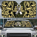 White Ribbon Day New Zealand Auto Sun Shade Respect Women Maori Pattern Yellow