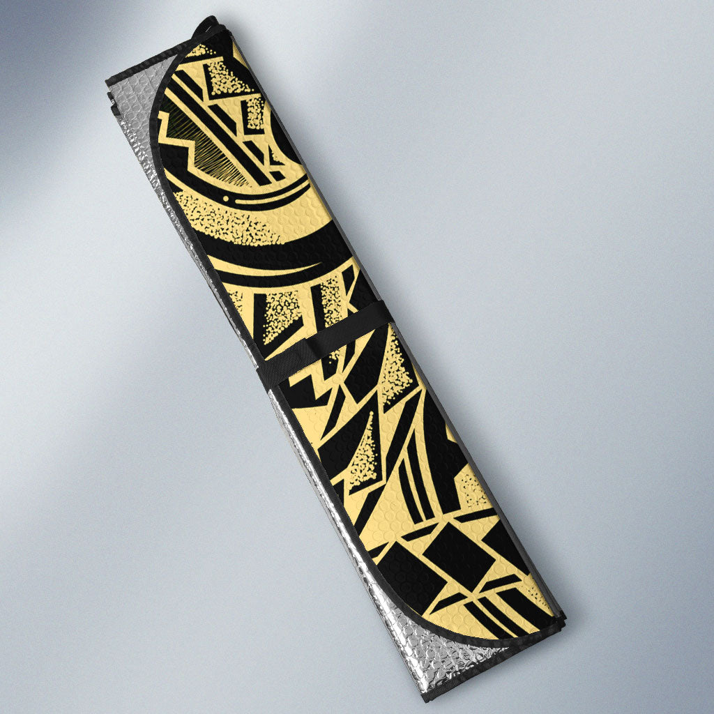 White Ribbon Day New Zealand Auto Sun Shade Respect Women Maori Pattern Yellow