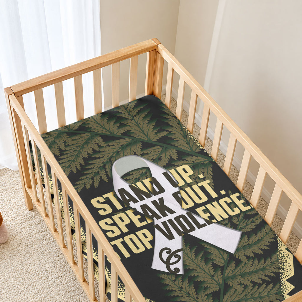 White Ribbon Day New Zealand Baby Bed Cover Respect Women Maori Pattern Yellow