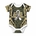 White Ribbon Day New Zealand Baby Onesie Respect Women Maori Pattern Yellow