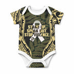 White Ribbon Day New Zealand Baby Onesie Respect Women Maori Pattern Yellow