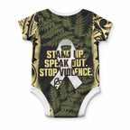 White Ribbon Day New Zealand Baby Onesie Respect Women Maori Pattern Yellow