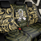 White Ribbon Day New Zealand Back Car Seat Cover Respect Women Maori Pattern Yellow