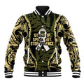 White Ribbon Day New Zealand Baseball Jacket Respect Women Maori Pattern Yellow