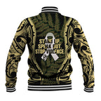 White Ribbon Day New Zealand Baseball Jacket Respect Women Maori Pattern Yellow