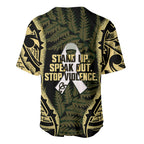 White Ribbon Day New Zealand Baseball Jersey Respect Women Maori Pattern Yellow