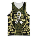 White Ribbon Day New Zealand Basketball Jersey Respect Women Maori Pattern Yellow