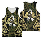 White Ribbon Day New Zealand Basketball Jersey Respect Women Maori Pattern Yellow