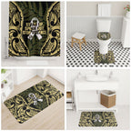 White Ribbon Day New Zealand Bathroom Set Respect Women Maori Pattern Yellow