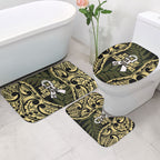White Ribbon Day New Zealand Bathroom Set Respect Women Maori Pattern Yellow