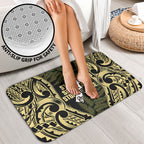 White Ribbon Day New Zealand Bathroom Set Respect Women Maori Pattern Yellow