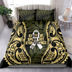 White Ribbon Day New Zealand Bedding Set Respect Women Maori Pattern Yellow