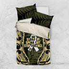 White Ribbon Day New Zealand Bedding Set Respect Women Maori Pattern Yellow