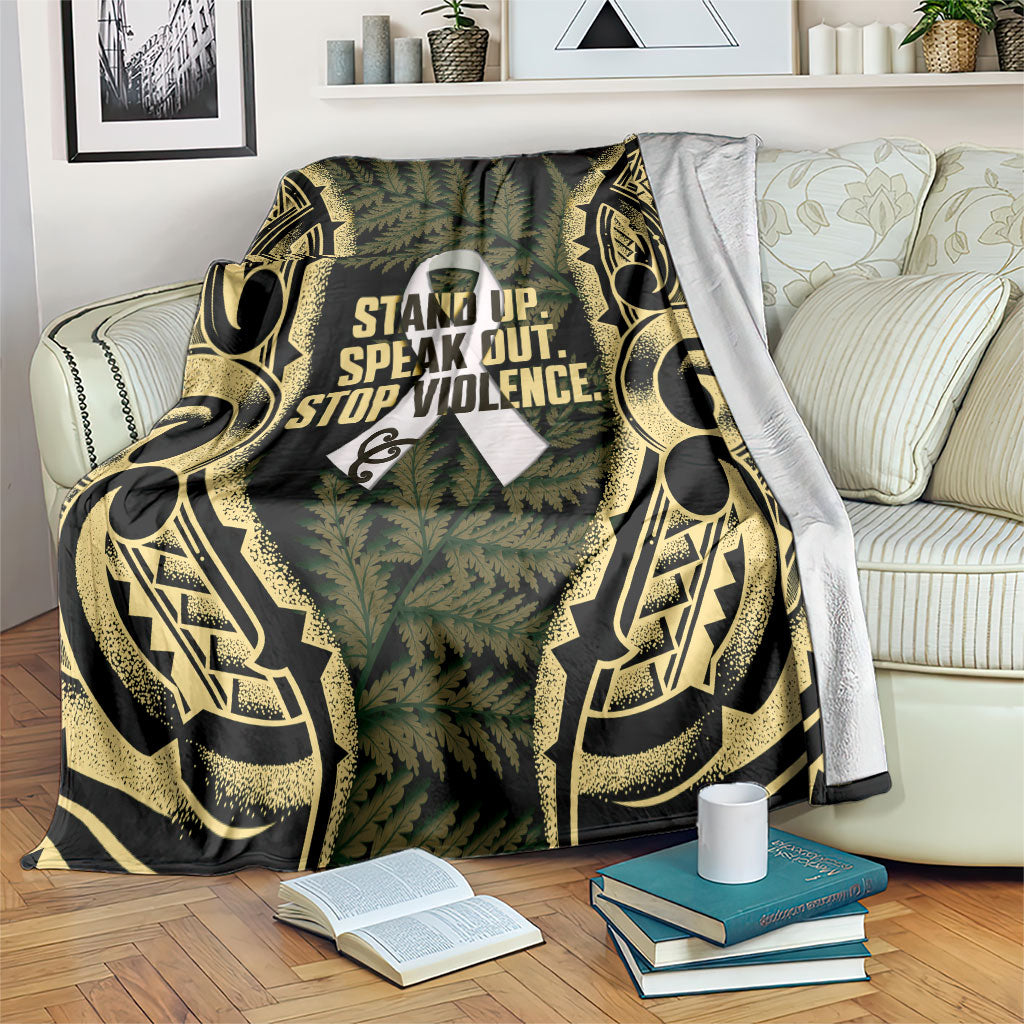 White Ribbon Day New Zealand Blanket Respect Women Maori Pattern Yellow