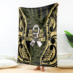 White Ribbon Day New Zealand Blanket Respect Women Maori Pattern Yellow