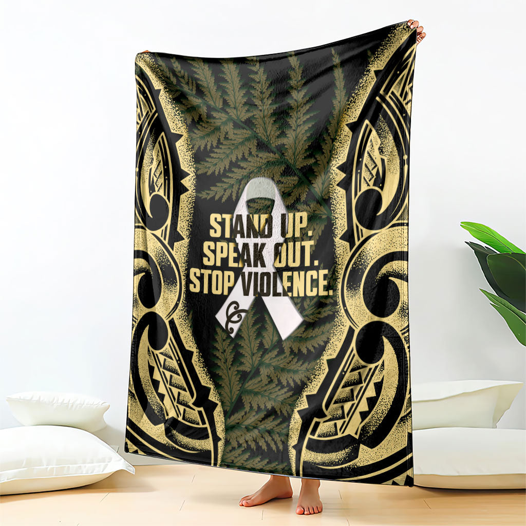 White Ribbon Day New Zealand Blanket Respect Women Maori Pattern Yellow