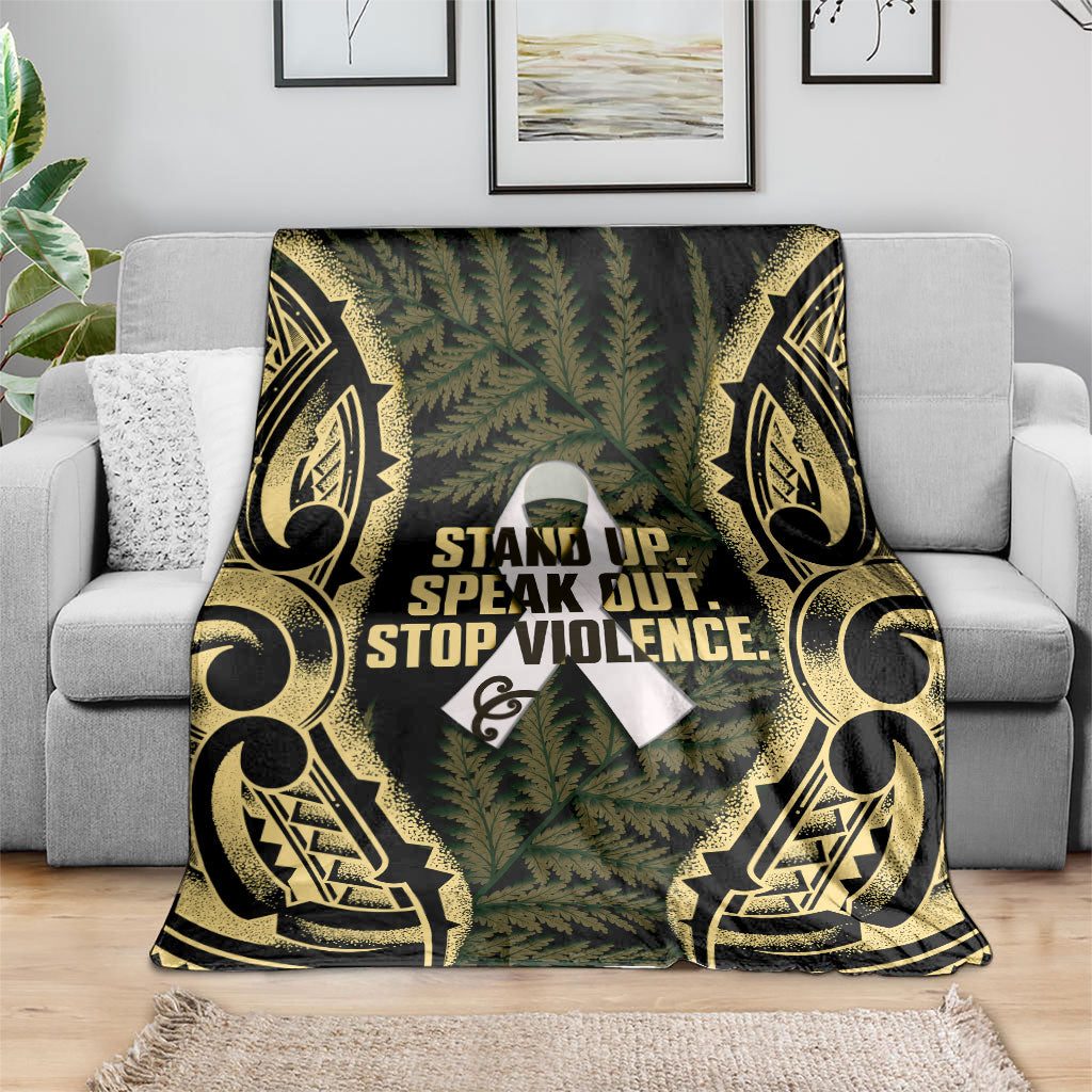 White Ribbon Day New Zealand Blanket Respect Women Maori Pattern Yellow