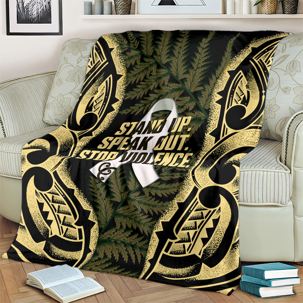 White Ribbon Day New Zealand Blanket Respect Women Maori Pattern Yellow