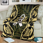 White Ribbon Day New Zealand Blanket Respect Women Maori Pattern Yellow