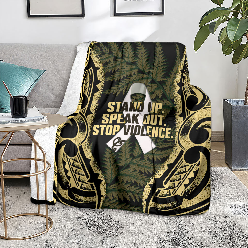 White Ribbon Day New Zealand Blanket Respect Women Maori Pattern Yellow