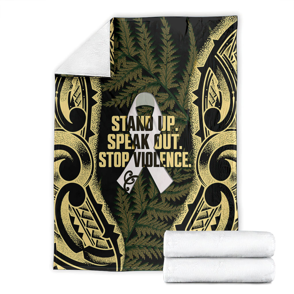 White Ribbon Day New Zealand Blanket Respect Women Maori Pattern Yellow