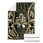 White Ribbon Day New Zealand Blanket Respect Women Maori Pattern Yellow