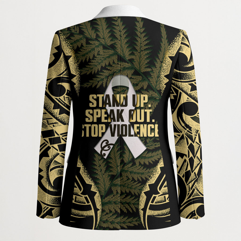 White Ribbon Day New Zealand Blazer Respect Women Maori Pattern Yellow