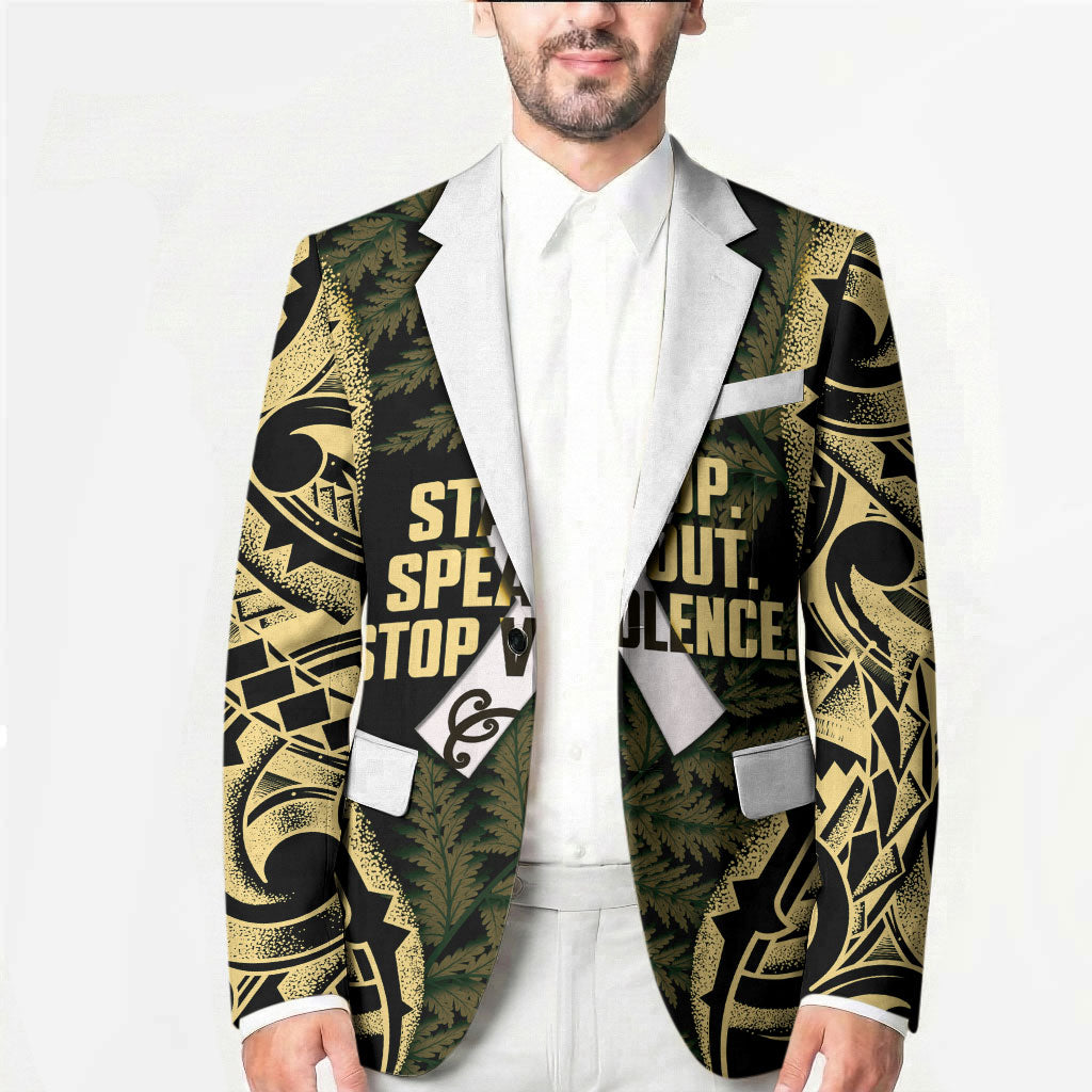White Ribbon Day New Zealand Blazer Respect Women Maori Pattern Yellow