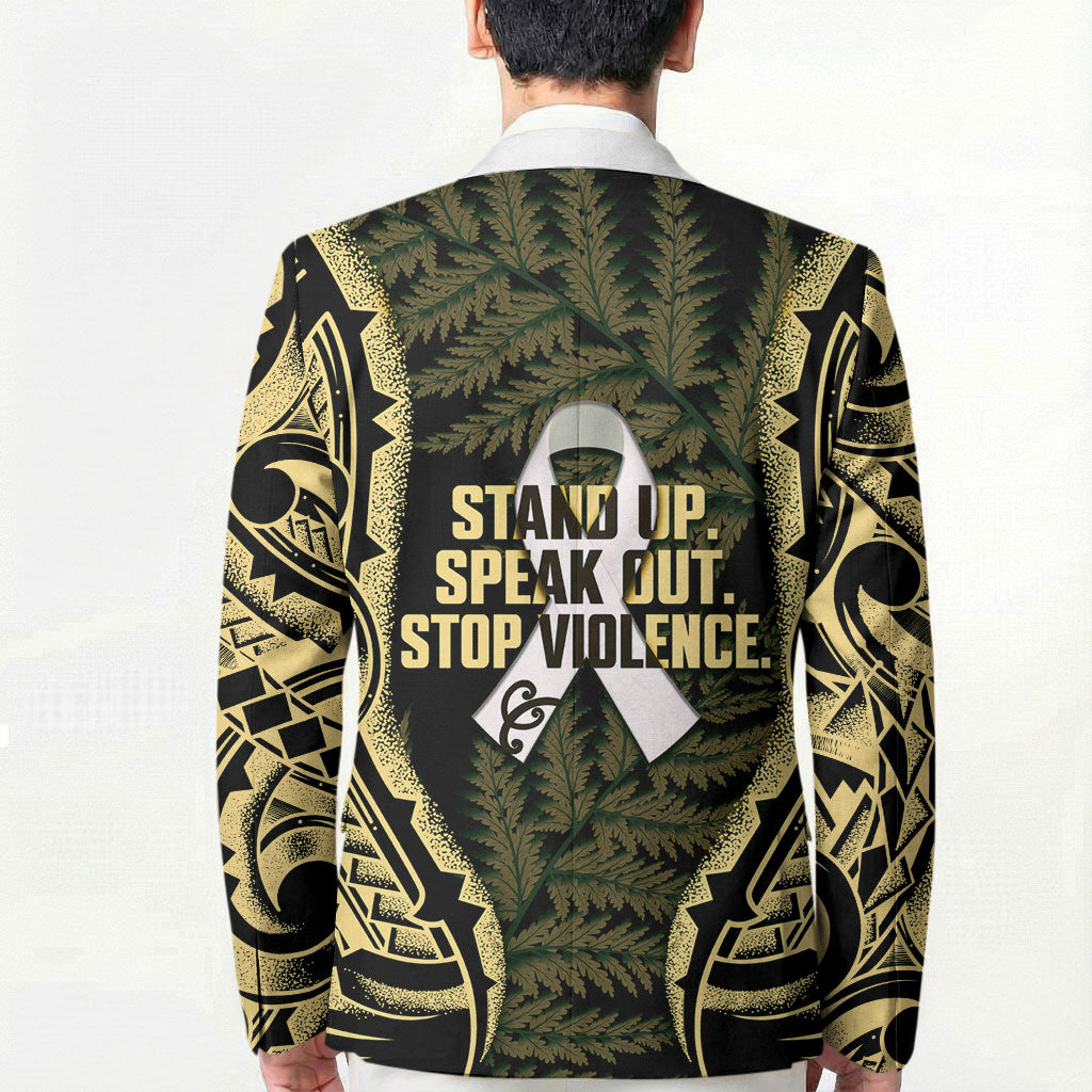 White Ribbon Day New Zealand Blazer Respect Women Maori Pattern Yellow