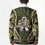 White Ribbon Day New Zealand Blazer Respect Women Maori Pattern Yellow
