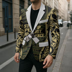 White Ribbon Day New Zealand Blazer Respect Women Maori Pattern Yellow