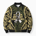 White Ribbon Day New Zealand Bomber Puffer Jacket Respect Women Maori Pattern Yellow
