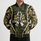 White Ribbon Day New Zealand Bomber Puffer Jacket Respect Women Maori Pattern Yellow