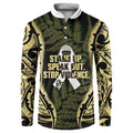 White Ribbon Day New Zealand Button Sweatshirt Respect Women Maori Pattern Yellow