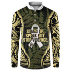 White Ribbon Day New Zealand Button Sweatshirt Respect Women Maori Pattern Yellow