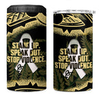 White Ribbon Day New Zealand 4 in 1 Can Cooler Tumbler Respect Women Maori Pattern Yellow