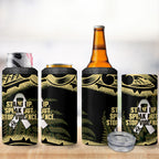 White Ribbon Day New Zealand 4 in 1 Can Cooler Tumbler Respect Women Maori Pattern Yellow