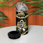 White Ribbon Day New Zealand 4 in 1 Can Cooler Tumbler Respect Women Maori Pattern Yellow