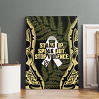 White Ribbon Day New Zealand Canvas Wall Art Respect Women Maori Pattern Yellow