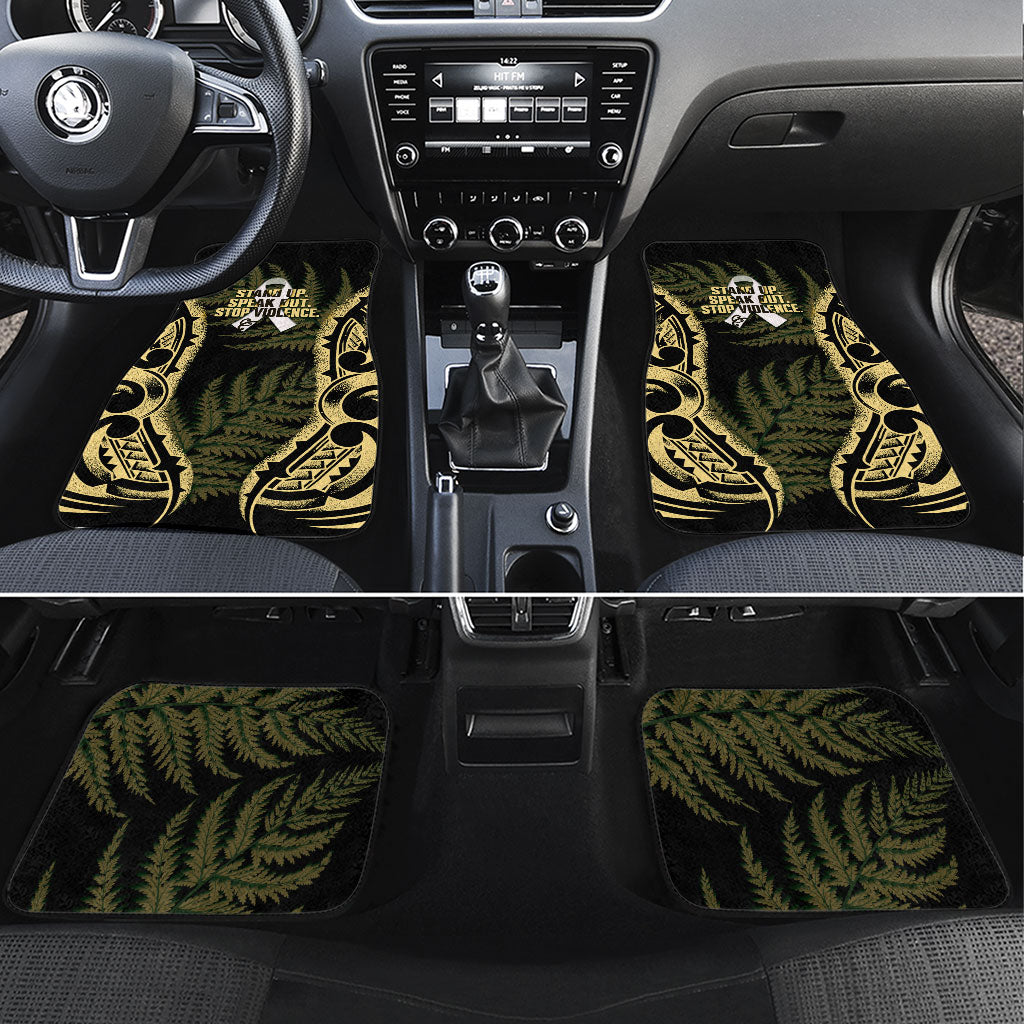 White Ribbon Day New Zealand Car Mats Respect Women Maori Pattern Yellow