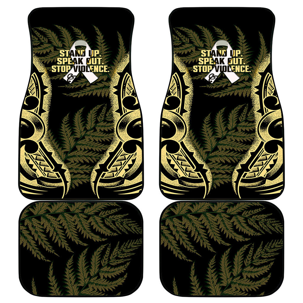 White Ribbon Day New Zealand Car Mats Respect Women Maori Pattern Yellow