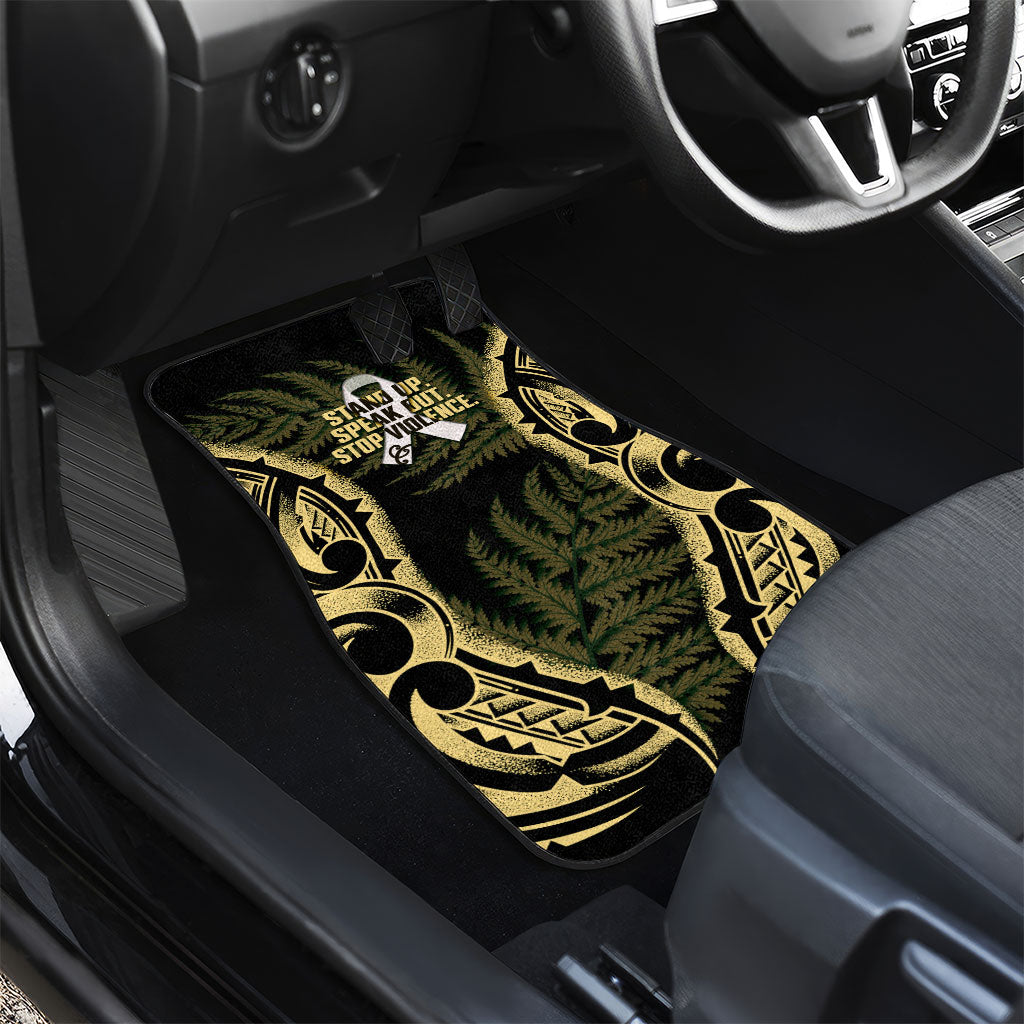 White Ribbon Day New Zealand Car Mats Respect Women Maori Pattern Yellow